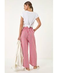 Roman - Gingham Tie Waist Cropped Trouser - Lyst