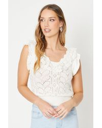 Oasis - Pretty Pointelle Frill Vest - Lyst