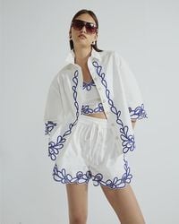 River Island - Shirt Boxy Fit Cornelli Embroidered Cotton - Lyst