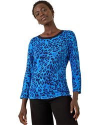 Roman - Animal Print V-Neck Knit Jumper - Lyst