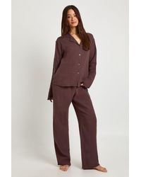 Boohoo - Tall Muslin Long Sleeve Shirt & Trouser Pyjama Set - Lyst