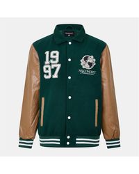 NY Concept - Varsity Snap Button Ribbed Cuff Jacket With Side Pocket - Lyst