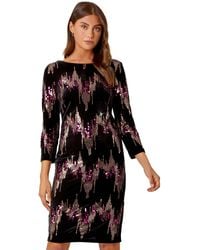 Roman - Embellished Sequin Velvet Bodycon Dress - Lyst