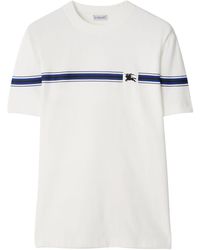 Burberry - Striped-Detail Cotton T-Shirt - Lyst