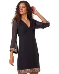 Roman - Contrast Sequin Cuff Dress - Lyst