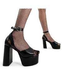 LAMODA - Chunky Sandals Breeze Square Toe Platform Heel With Strap - Lyst