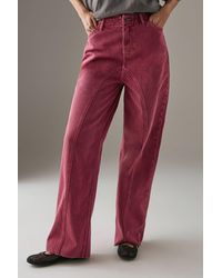 Warehouse - Washed Raw Waist Seam Detail Denim Dad Jean - Lyst