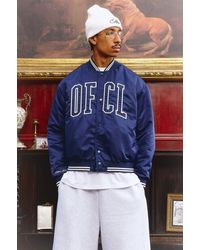 BoohooMAN - Oversized Boxy Ofcl Embroidered Nylon Varsity Jacket - Lyst