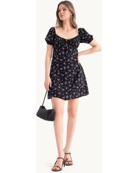 Hiccup - Floral Sweetheart Neck Mini Dress With A Balloon Sleeves - Lyst