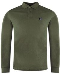 Weekend Offender - Long Sleeve Collared Polo Shirt Wospo518 Dark Zkhaki Cotton - Lyst