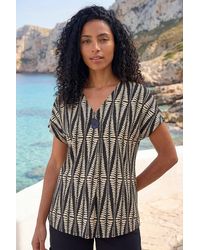 Roman - Abstract Print Front Pleat Stretch Top - Lyst