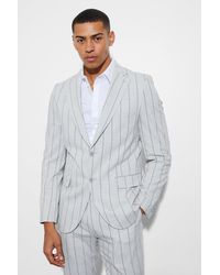 BoohooMAN - Slim Single Breasted Striped Suit Jacket - Lyst
