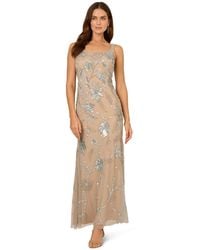 Adrianna Papell - Beaded Mermaid Long Dress - Lyst