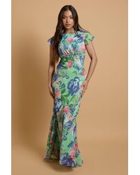 Oasis - Petite Orchid Floral Printed Waterfall Maxi Dress - Lyst