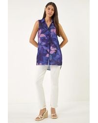 Roman - Floral Print Longline Blouse - Lyst