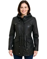 Infinity Leather - Hooded Parka Jacket-Cairns Lamb Leather - Lyst