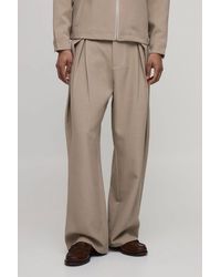 BoohooMAN - Tailored Wide Leg Double Pleat Front Co-Ord Trousers - Lyst