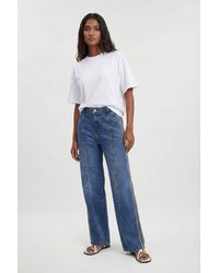 Karen Millen - Denim Side Panel Barrel Leg Jean - Lyst