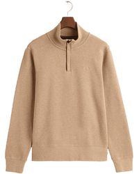 GANT - Embroidered Half-Zip Cotton Sweatshirt - Lyst