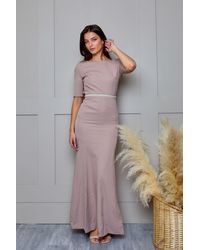 Chi Chi London - Short Sleeve Cowl Back Maxi Dress - Lyst