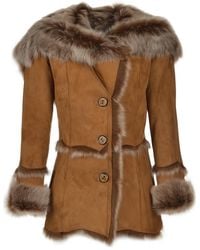 Ashwood Leather - 'Muna' Toscana Long Haired Shearling Jacket With Large Hood - Lyst
