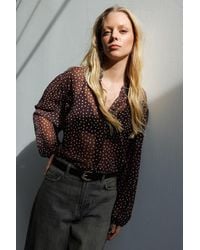 MixRay - Polka Dot Chiffon Button-Up Shirt - Lyst