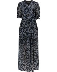 faina - Maxi-Jurk Met Zebraprint Grijs/Zwart - Lyst