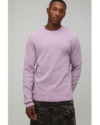 BoohooMAN - Ribbed Slim Fit Acid Wash Long-Sleeve T-Shirt - Lyst