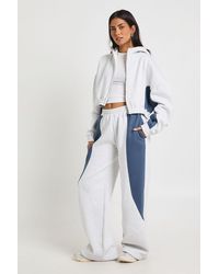 Boohoo - Contrast Panel Zip Through Hoodie Wide Leg Jogger Tracksuit - Lyst