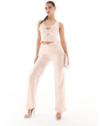 Kaiia - Exclusive Sequin Sleeveless Tie Front Top Co-Ord - Lyst