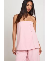 Boohoo - Button Detail Longline Tailored Bandeau - Lyst
