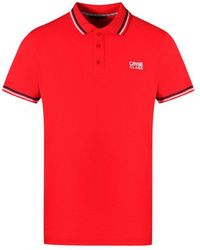 Class Roberto Cavalli - Twinned Tipped Collar White Logo Red Polo Shirt Cotton - Lyst