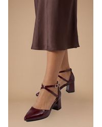 Good for the Sole - Wide Fit Millie Comfort Faux Patent Leather Cross Strap Medium Heel Court Shoes - Lyst