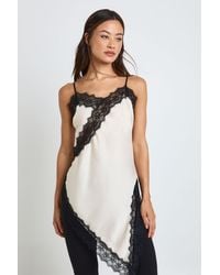 Boohoo - Tall Contrast Satin Lace Longline Cami - Lyst