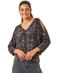 Roman - Sparkle Blouson Top - Lyst