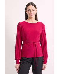 PRINCIPLES - Tie Waist Split Shoulder Jersey Top - Lyst