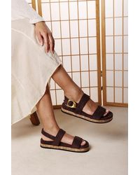 Where's That From - Banyan Double Strap Flatform Dark Suede Sandal - Lyst
