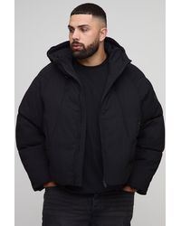 BoohooMAN - Plus Regular Fit Textured Curved Panel Puffer Jacket - Lyst
