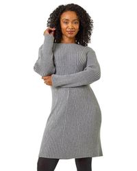 Roman - Petite Ribbed Knitted Dress - Lyst