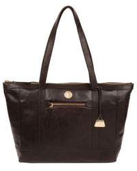 Pure Luxuries - 'Willow' Dark Leather Tote Bag - Lyst
