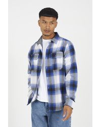 Brave Soul - Check Cotton Flannel Long Sleeve Shirt - Lyst