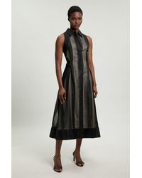 Karen Millen - Textured Organza Mix Sleeveless Shirt Dress - Lyst