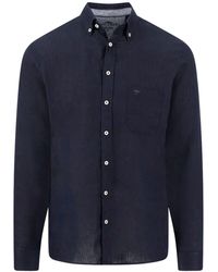 Fynch-Hatton - Long Sleeved Linen Shirt Cotton - Lyst