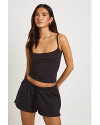 Boohoo - Strappy Cami Vest Top And Sweat Short Set - Lyst