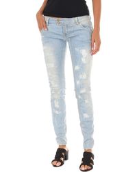 Met - Long Ripped Effect Denim Pants With Narrow Hems 10Dbf0115 - Lyst