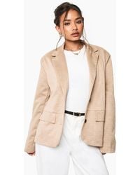 Boohoo - Faux Suede Single Breast Blazer - Lyst