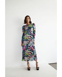 Warehouse - Floral Pleated Puff Sleeve Maxi Dress - Lyst