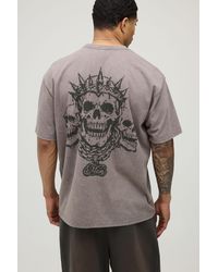 BoohooMAN - Acid Oversized Tonal Skull Doodle Print T-Shirt Cotton - Lyst
