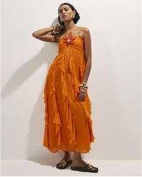 River Island - Bandeau Crochet Flower Dress Viscose - Lyst