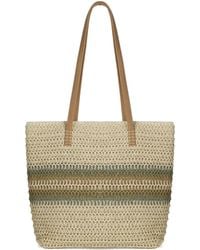 Woodland Leathers - Straw Woven Beach Bag - Lyst